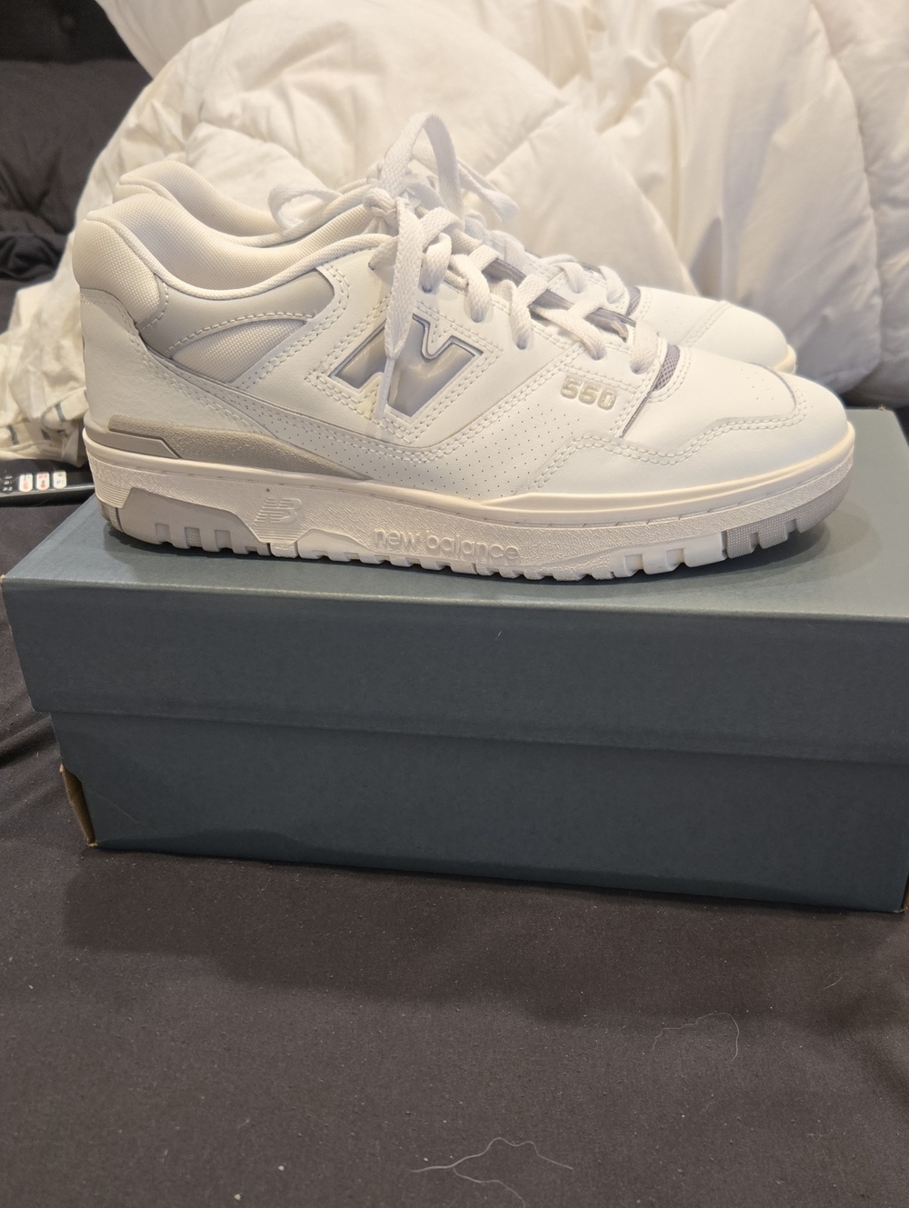 New Balance Women’s 550 All-White Low-Top Sneakers